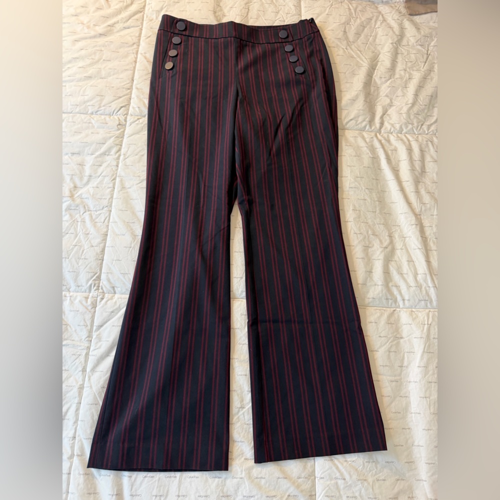 Loft Women’s Julie Trousers size 10 navy/red striped, barely worn